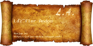 Löfler Andos névjegykártya